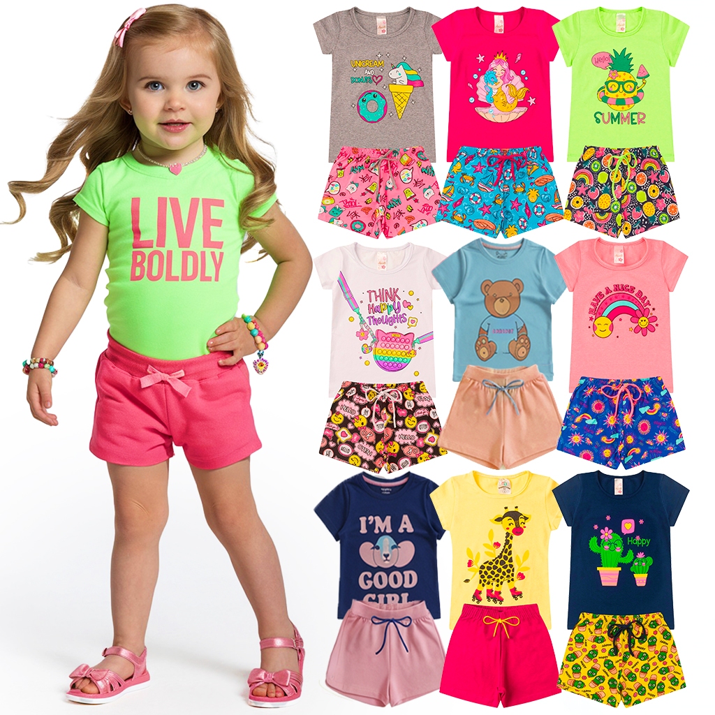 Kit de 6 ou 10 Peças Roupa Infantil Feminina Conjunto Infantil Menina