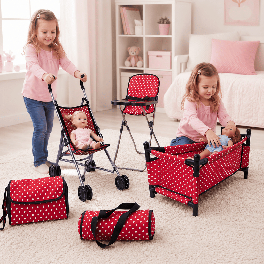 Kit de Acessórios para Boneca 5 em 1 com Carrinho Berço Cadeirão e — Brinquedos