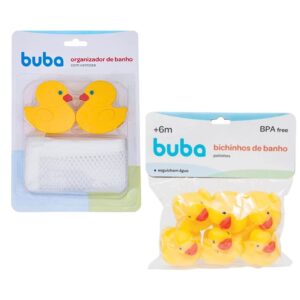 Kit De Banho Organizador Com Ventosa e 06 Patinhos Buba