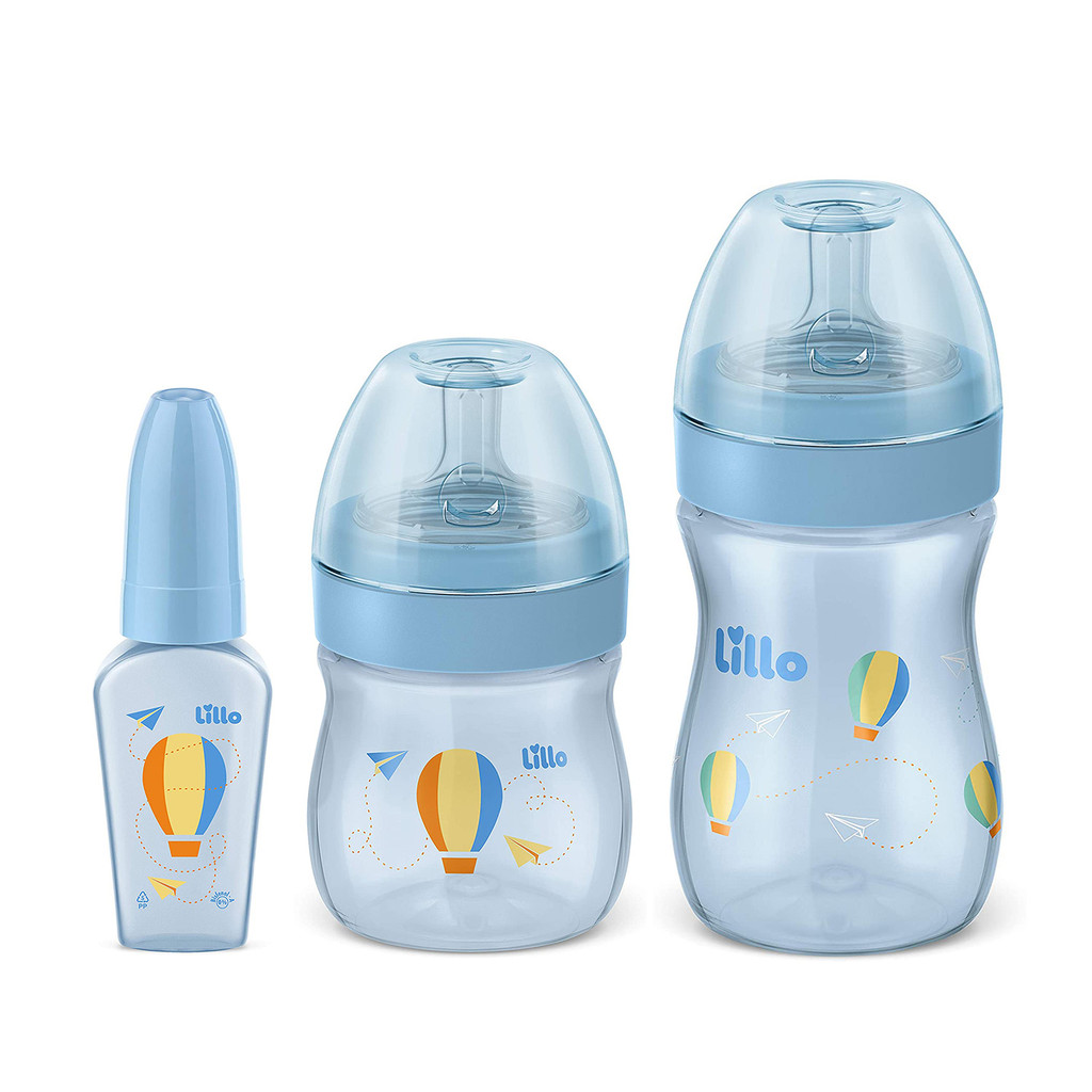 Kit de Mamadeira Primeiros Passos 50 150 240ml Azul Lillo
