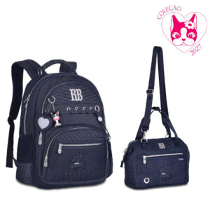 Kit de Mochila Costas e Lancheira Rebecca Bonbon Jeans- Clio Style