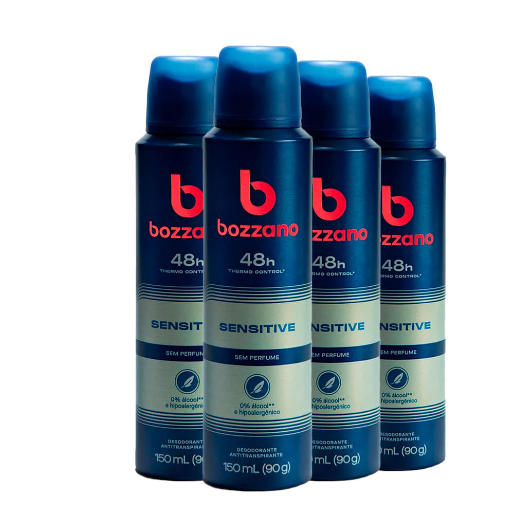 Kit Desodorante Aerosol Bozzano Sem Perfume 90g 4 unidades