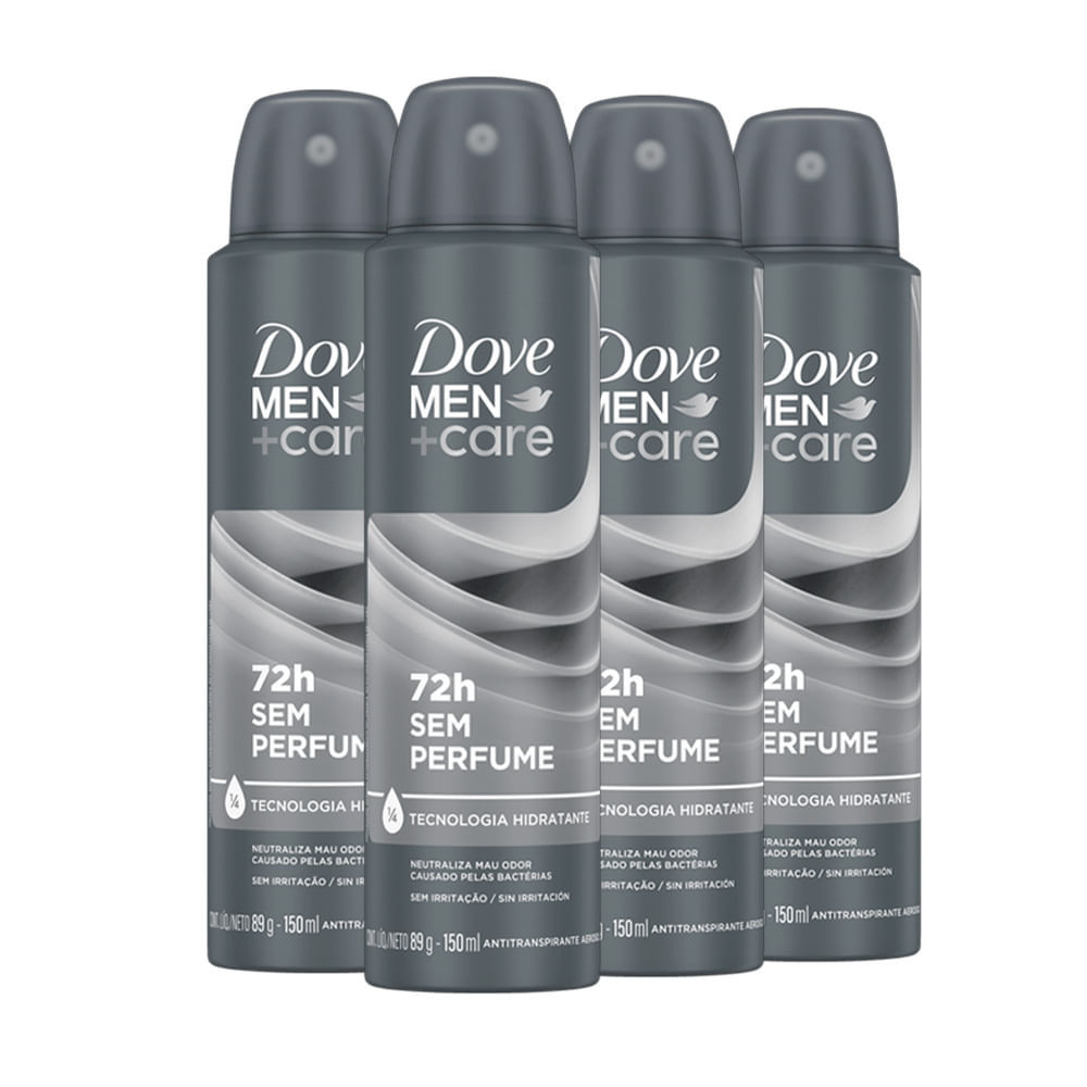 Kit Desodorante Aerosol Dove Men Sem Perfume 150ml 4 unidades
