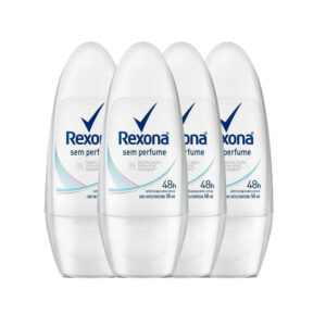 Kit Desodorante Roll On Rexona Sem Perfume 50ml 4 Unidades