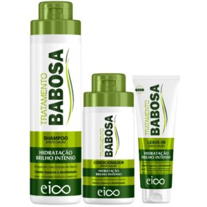 Kit Eico Babosa Shampoo 800ml Condicionador 450ml Leave-In