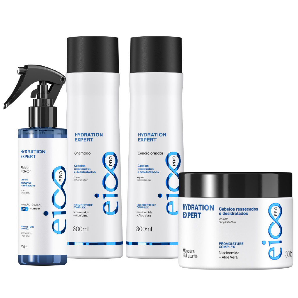 Kit Eico Pro Hydration Expert Shampoo Condicionador 300ml Máscara