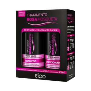 Kit Eico Shampoo 450ml Condicionador 400ml Efeito Salão Rosa Mosqueta