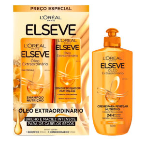 Kit Elseve Shampoo 375ml Condicionador 170ml Creme De Pentear Óleo