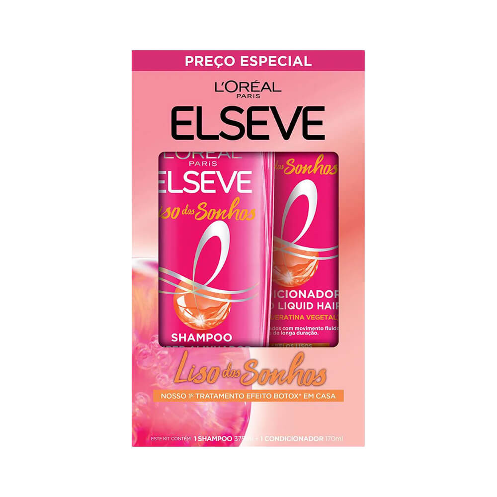 Kit Elseve Shampoo 375ml Condicionador 170ml Liso dos Sonhos — Cabelos