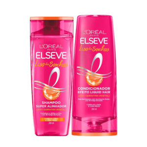 Kit Elseve Shampoo Condicionador Liso Dos Sonhos Liquid Hair 200ml