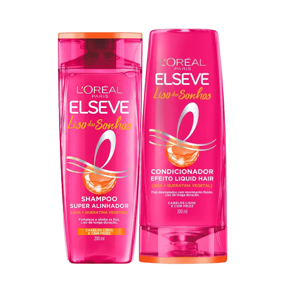 Kit Elseve Shampoo Condicionador Liso Dos Sonhos Liquid Hair 200ml