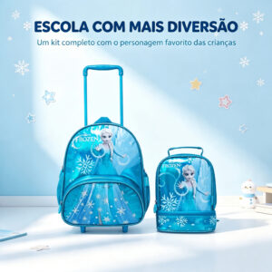 Kit Escolar Frozen Mochila Rodinha Lancheira Térmica Disney Infantil
