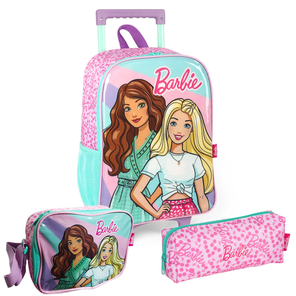 Kit Escolar Mochila De Rodinhas Estojo e Lancheira Barbie Fashionista — Bolsas e Mochilas
