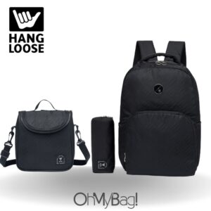 Kit Escolar Mochila Hang Loose Resistente Estojo Reforçado Lancheira