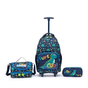 Kit Escolar Mochila Lancheira Estojo Rodinha Dinossauro Infantil