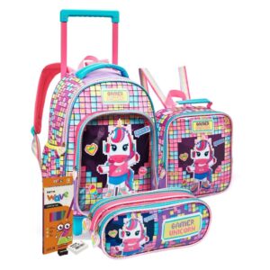 Kit Escolar Unicornios Mochila Rodinha Lancheira e Estojo — Bolsas e Mochilas