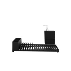 Kit Escorredor de Louças Dispenser Coza Single 2 Peças Preto