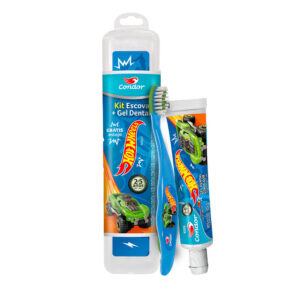 Kit Escova Gel Dental Condor Kids Hot Wheels com Flúor Tutti Frutti