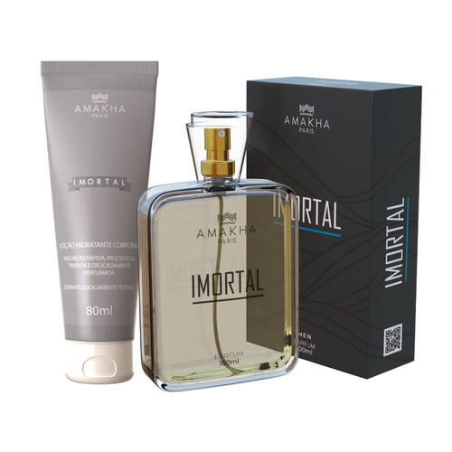 Kit Essencial Imortal Perfume masculino 100ml Hidratante Amakha Paris