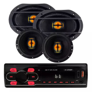 Kit Fácil 6 E 6x9 Polegadas Som Automotivo Rádio Bluetooth