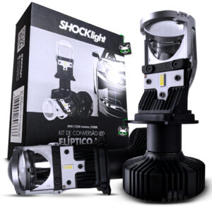 Kit Farol Lampada Ultra Led Super Conversor Eliptico Canhao Mini