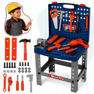 Kit Ferramentas Infantil Completo 53 Peças Mesa Bancada Vira Maleta 2
