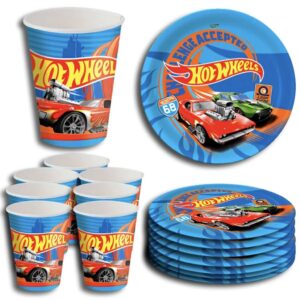 Kit Festa Hot Wheels 8 Pratos 8 Copos Descartável 200 Ml Papel