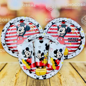 Kit Festa Mickey Mouse 8 Pratos 8 Copos Descartável 180 Ml Papel