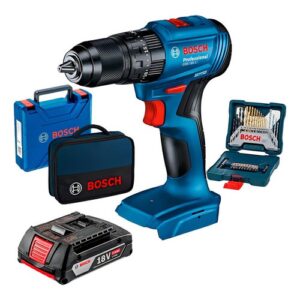 Kit Furadeira Bosch LI 18v 1 Bateria 2Ah Carregador Kit Brocas 33 Pcs