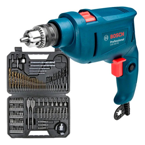 Kit Furadeira Impacto Parafusadeira Bosch Gsb 450 RE 110V Jogo Brocas