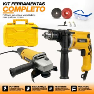 Kit Furadeira Parafusadeira Profissional 1000w Lixadeira