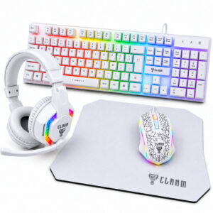 Kit Gamer Completo Snow 4 em 1 Clanm Teclado ABNT2 Mouse 3600 DPI