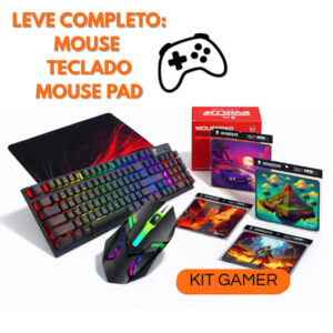 Kit Gamer: Teclado Semi Mecânico RGB Mouse RGB Óptico Mouse Pad