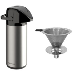 Kit Garrafa Térmica 1 Litro Inox Coador Ecológico Inox Unitermi
