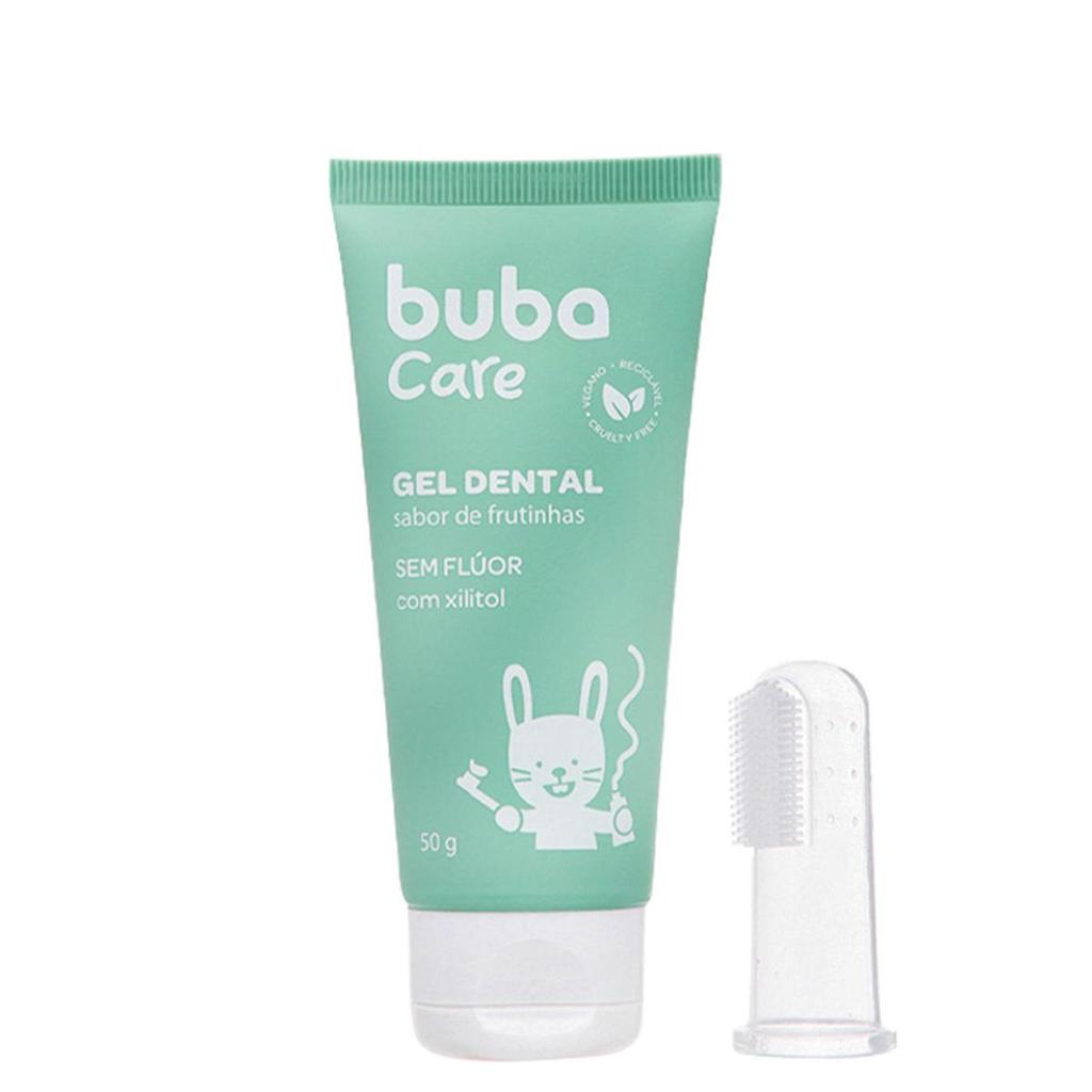 Kit Gel Dental Buba Care 50g e Escova Massageadora para Bebês 3 Meses+