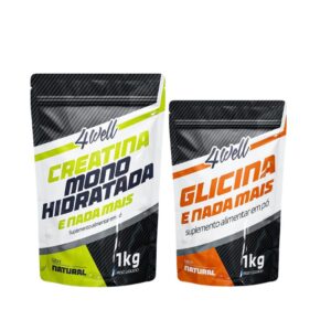 Kit Glicina 1kg Creatina 1kg 4well