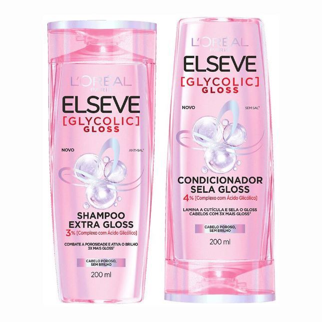 Kit Glycolic Gloss Elseve L'Oréal Paris Shampoo 200ml Condicionador