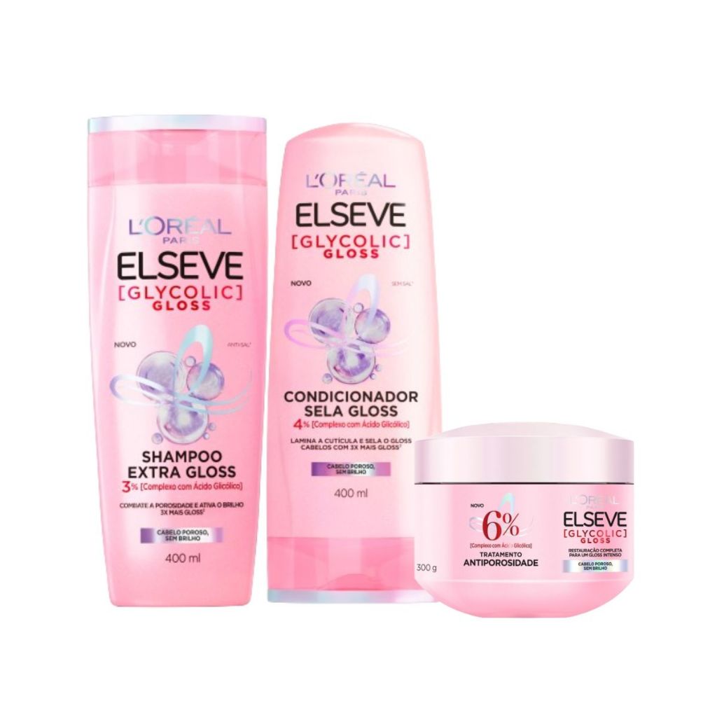 Kit Glycolic Gloss Shampoo 400ml Condicionador 400ml Creme de — Cabelos