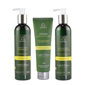 Kit Grandha Curl Wave Vector Force Shampoo 280ml Condicionador 280g