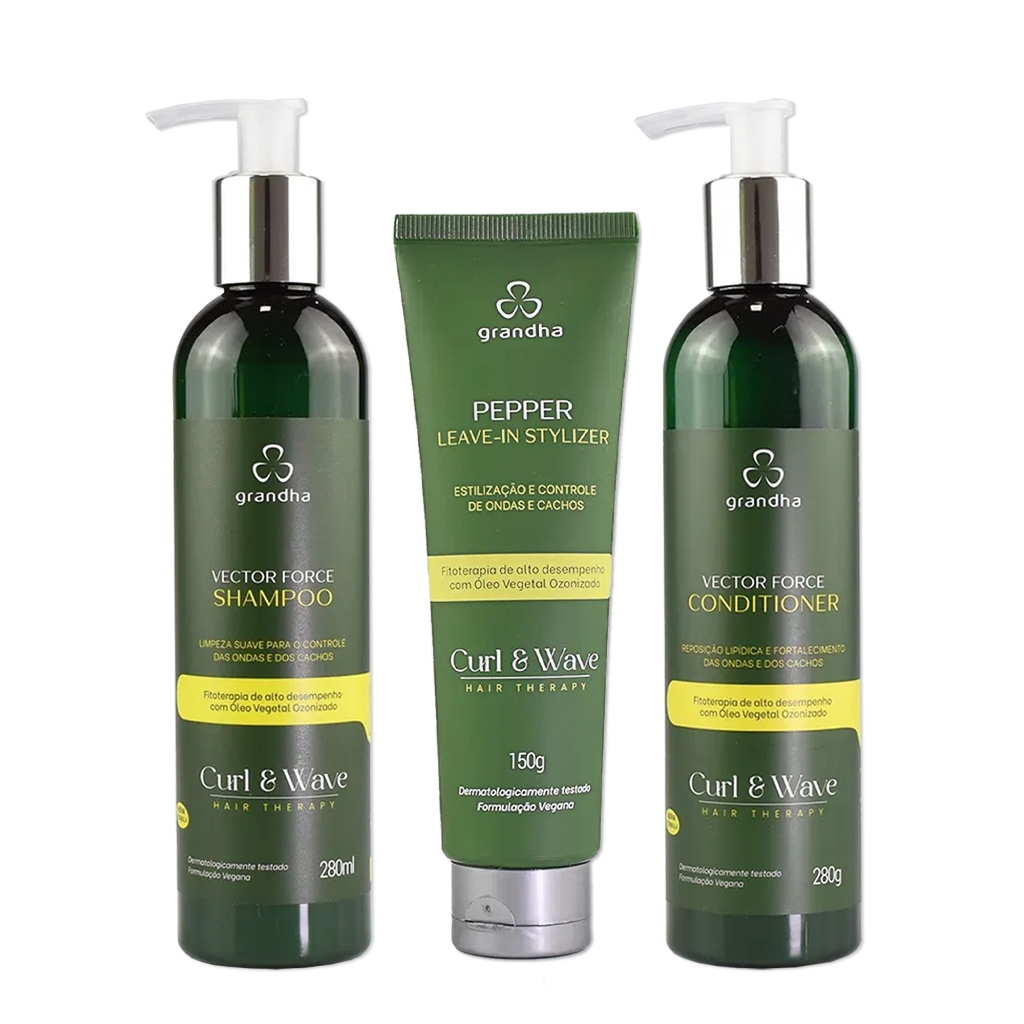 Kit Grandha Curl Wave Vector Force Shampoo 280ml Condicionador 280g