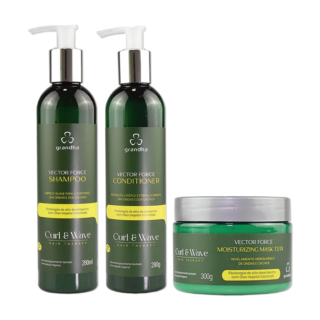Kit Grandha Curl Wave Vector Force Shampoo 280ml Conditioner 280g