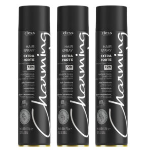 Kit Hair Spray Charming Black Extra Forte Sem Perfume 400ml 3 Unidades