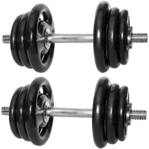 Kit Halter E Anilhas Com 24Kg De Anilhas Emborrachadas De Academia
