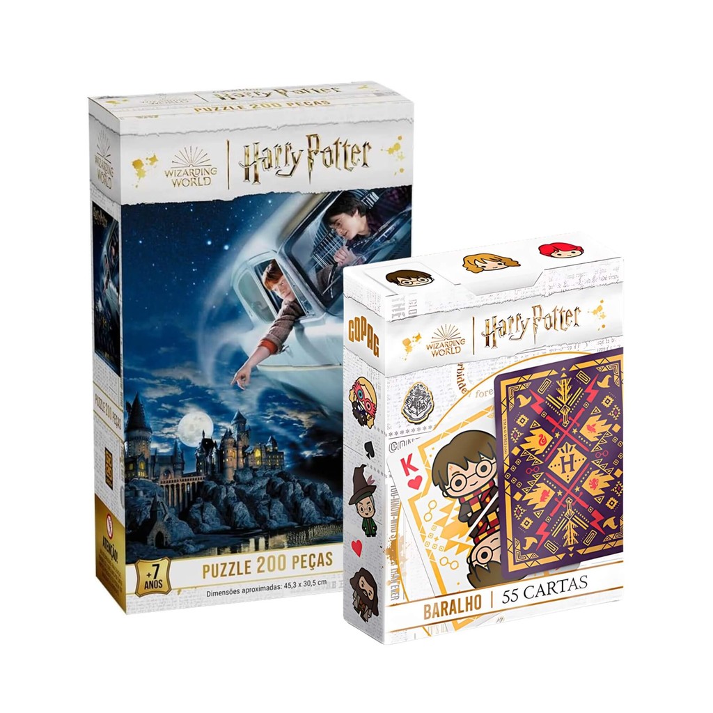 Kit Harry Potter Quebra-Cabeça 200 Peças Baralho Copag Ilustrado