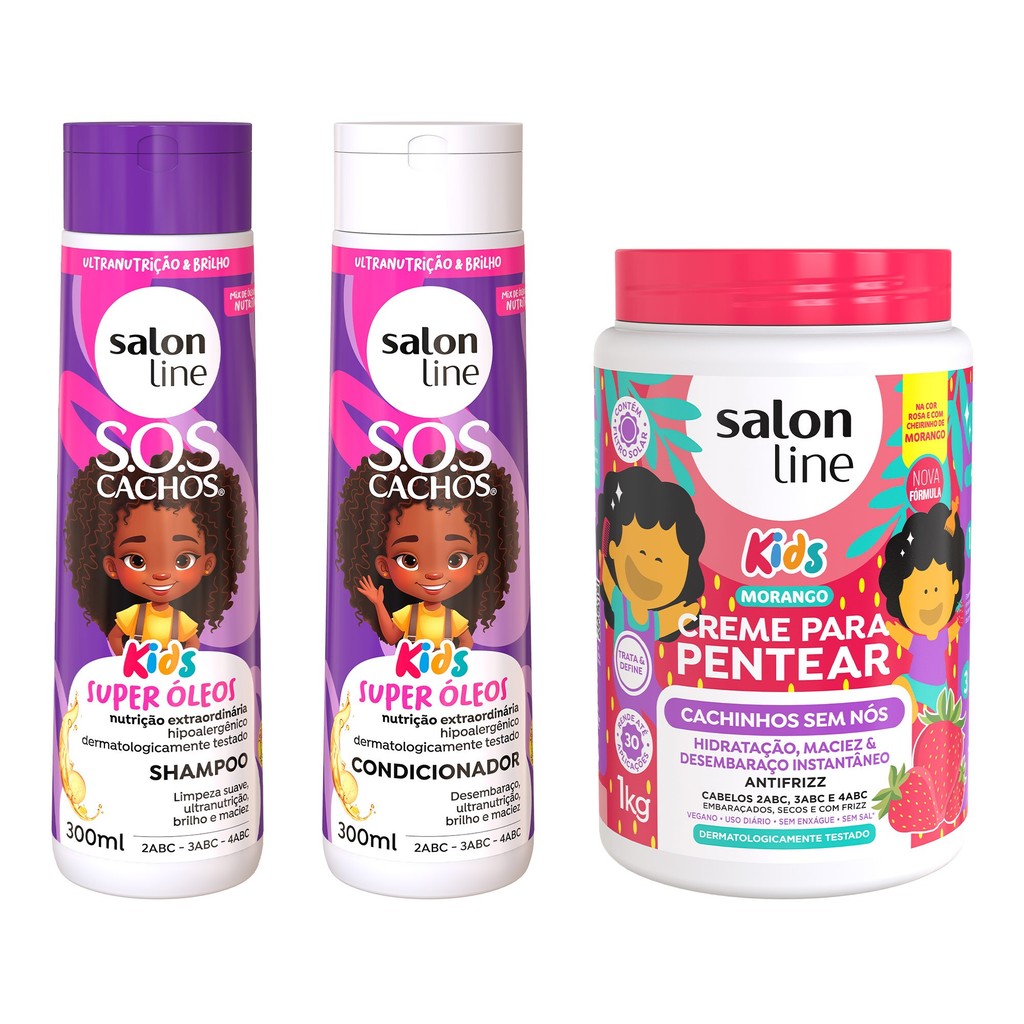 Kit Hidratação e Antinós Kids com Shampoo e Condicionador Sos Cachos