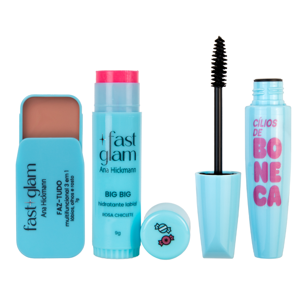 Kit Hidratante Labial Big Big Faz Tudo 3 em 1 Máscara Cílios de