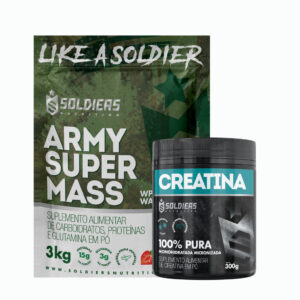 Kit Hipercalórico Army Super Mass 3kg Creatina 300g 100% Pura
