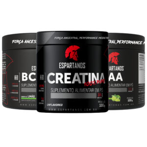 Kit Hipertrofia 2x Bcaa Creatina 100% Pura Espartanos Nutrition