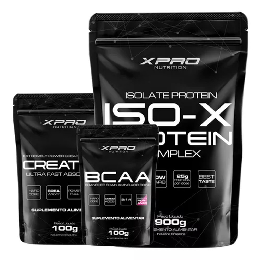Kit Iso-X 900gr Creatina 100gr Bcca Morango 100gr XPro Nutrition
