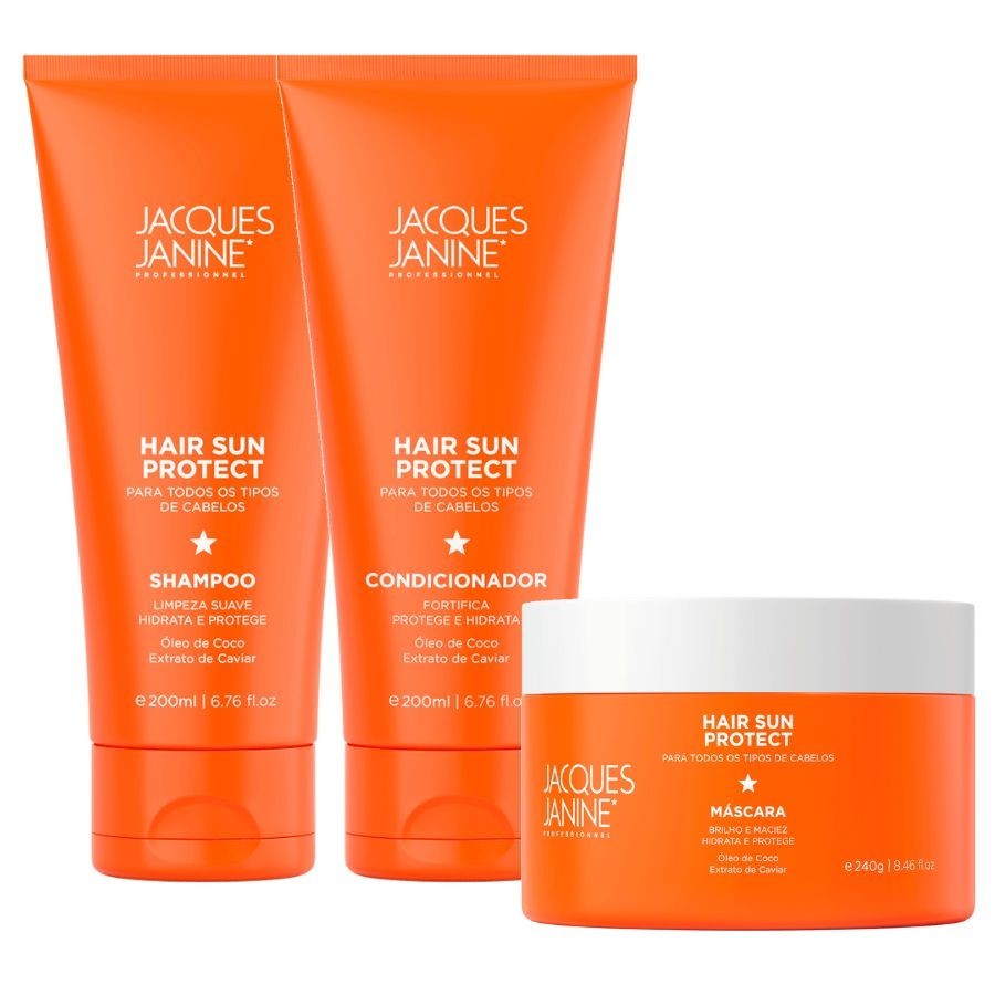 Kit Jacques Janine Hair Sun Shampoo Condicionador 200ml Máscara